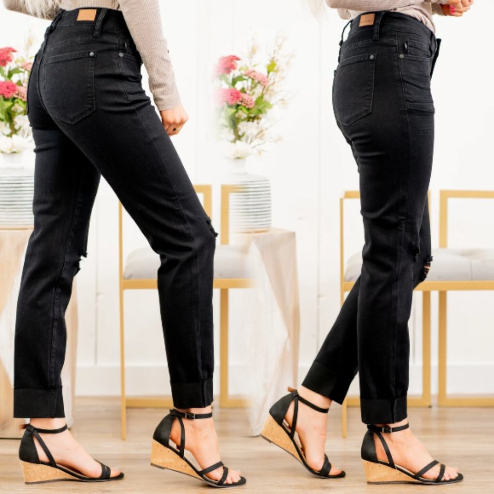 NWT Judy Blue Slim Fit High Rise Black Denim Jeans Size 26 - Picture 6 of 13